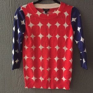 J Crew 100% merino wool, Hand printed sweater